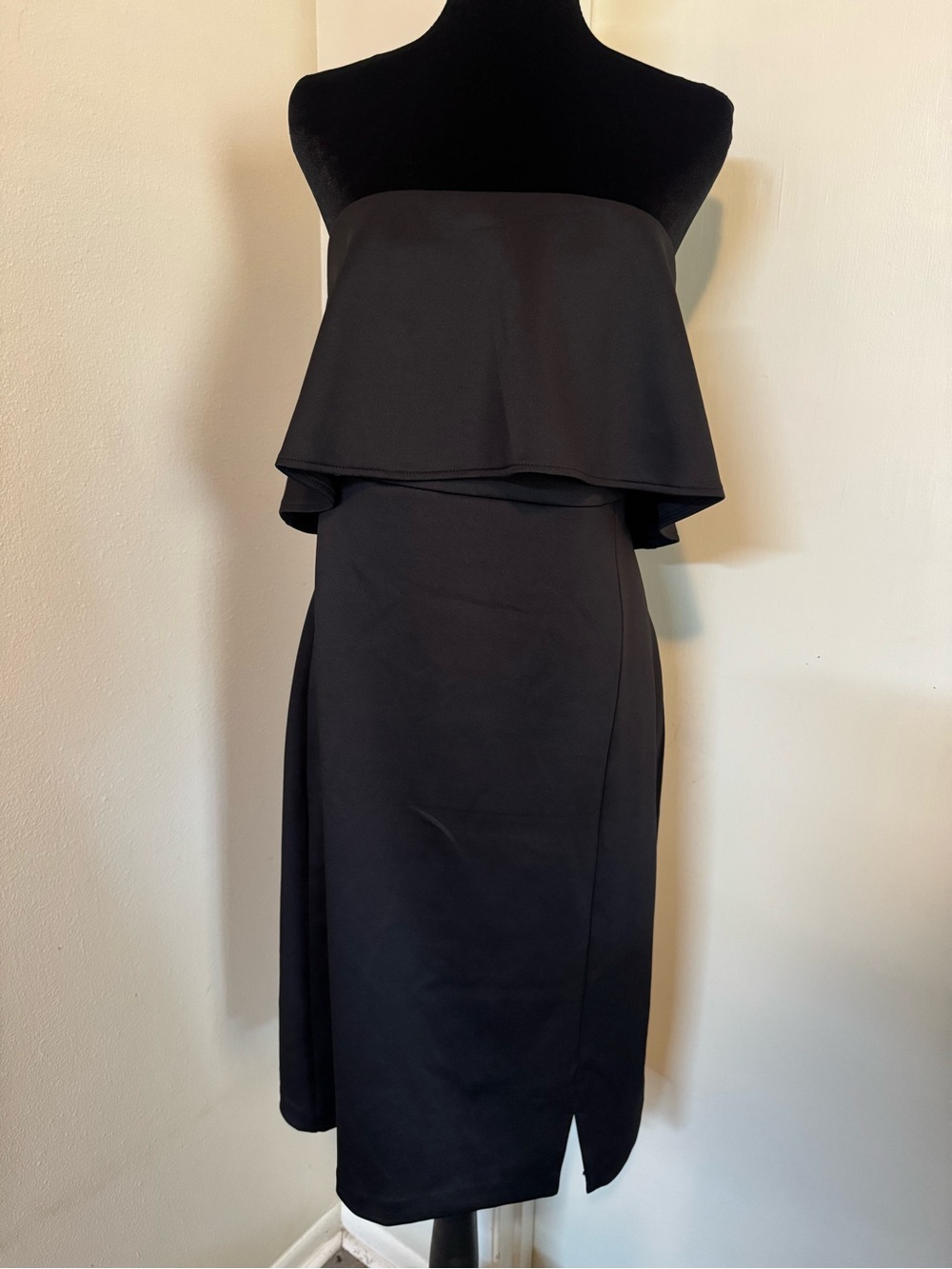 BOLD elements Black Strapless Ruffle Dress